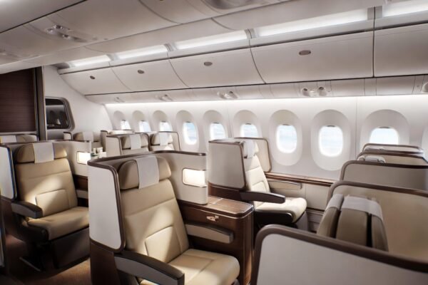 United Airlines Polaris Business Class lie-flat seat and cabin interior 2026