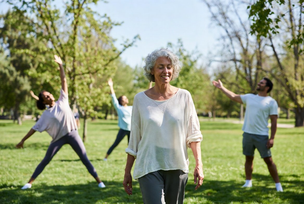 Yoga group session focusing on Mental Health Benefits of Exercise
