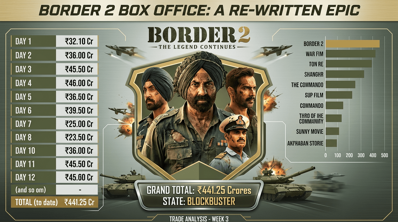 Border 2 Box Office Collection: Complete Day-Wise Breakdown 22 Border 2 box office collection full cast poster with Sunny Deol 2026