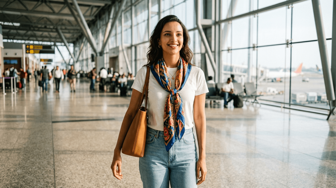 Triptii Dimri scarf styling Bollywood airport looks