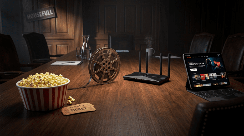 OTT vs Theatre: Why Bollywood's 35-Day Window Rule Matters 17 Audience choosing between theatre and OTT streaming at home