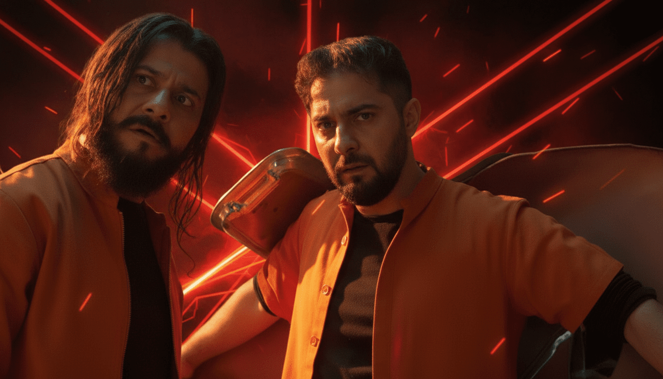 Demis Karibidis and Mikhail Galustyan Bollywood film set