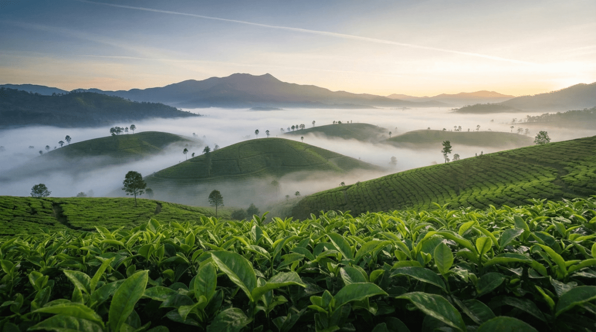 Misty tea estates landscape from the Soulful Guide to Munnar