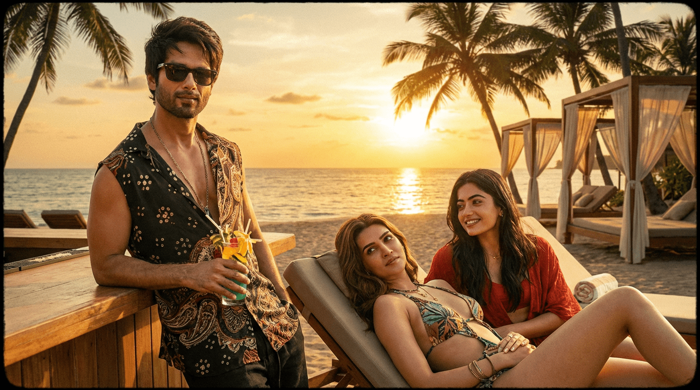 Cocktail 2 cast members Shahid Kapoor Kriti Sanon and Rashmika Mandanna