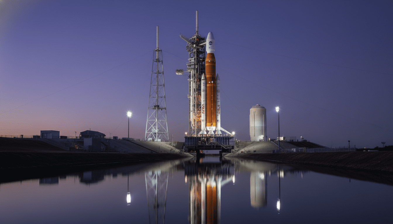 SLS crewed mission rocket launch pad