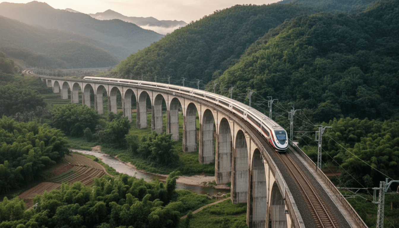 High speed EMU train used for a trip to Laos