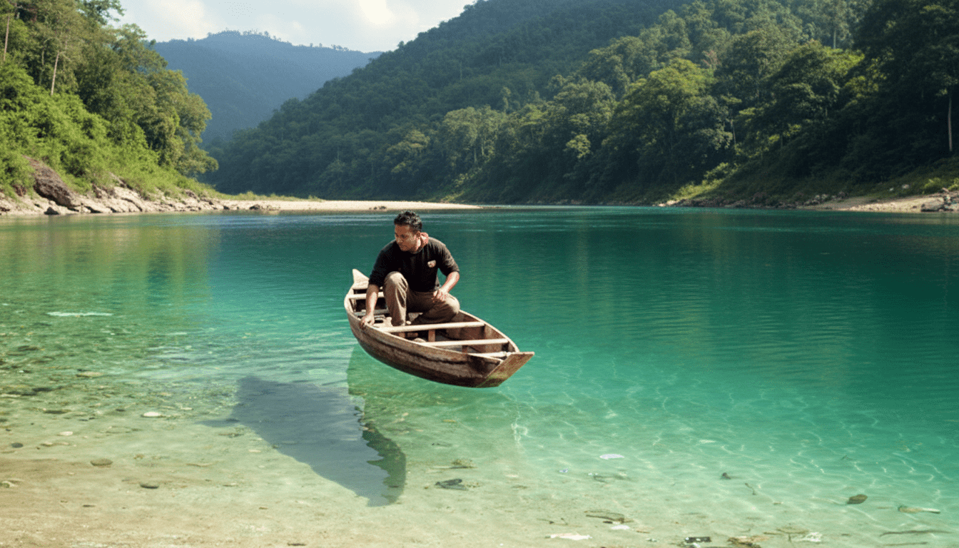 Boating in Umngot River Dawki Meghalaya travel guide