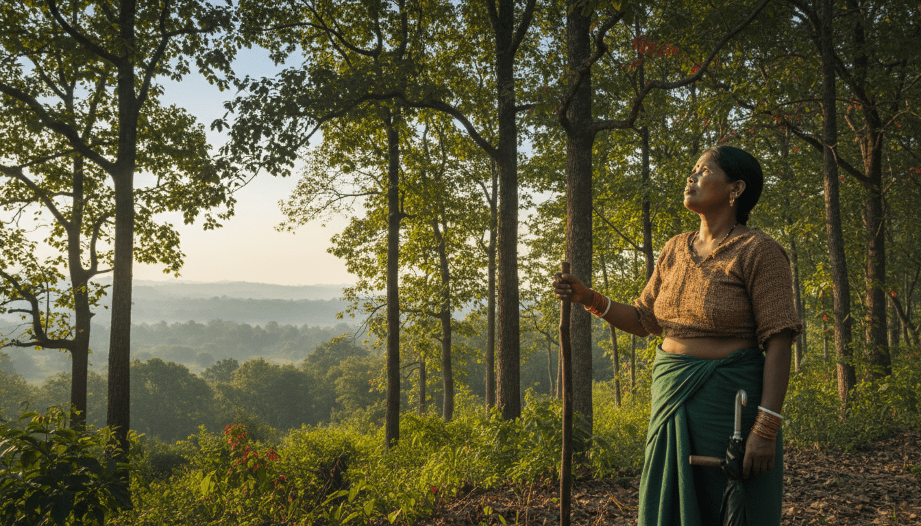 Linear infrastructure development cutting through forests.