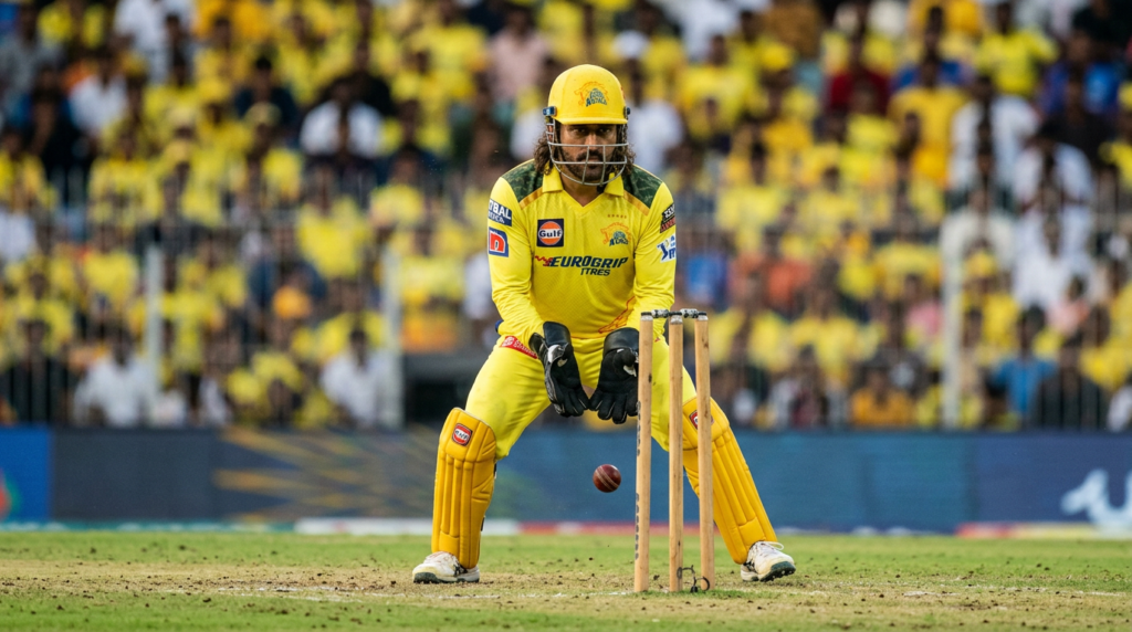 MS Dhoni behind the stumps