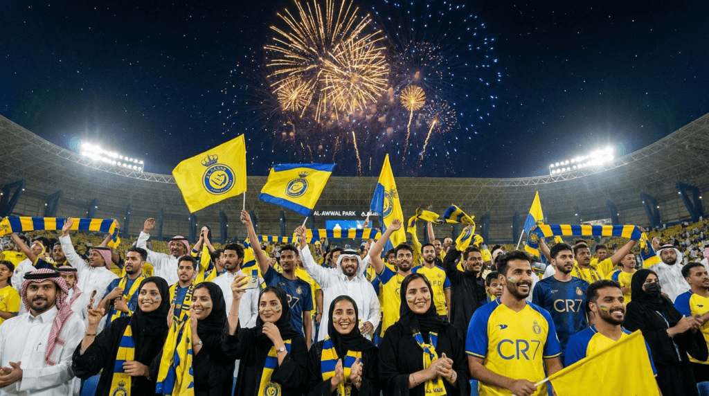 -fans celebrating al nassr saudi pro league win