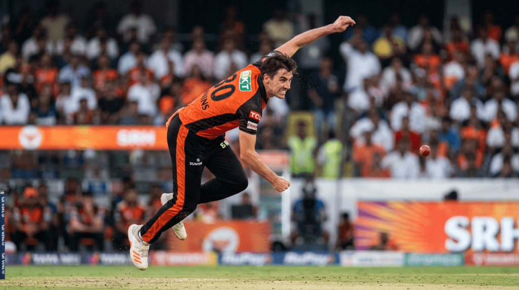 Pat Cummins Bowling in the match