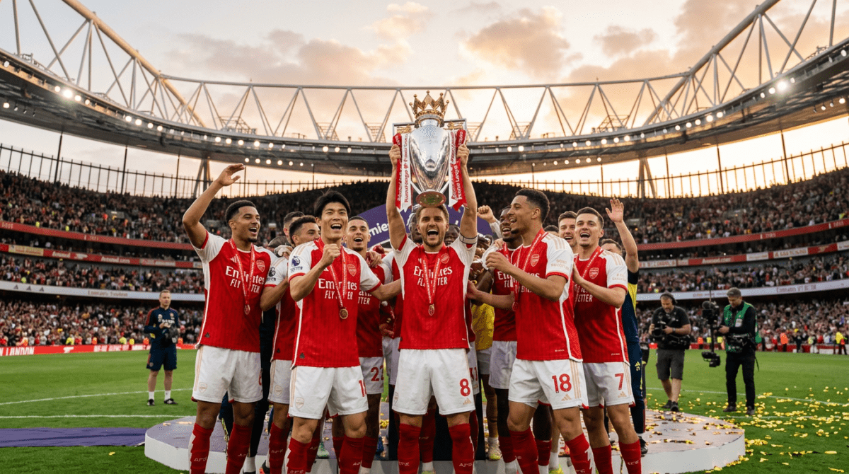 arsenal wins premier league trophy celebration