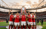 arsenal wins premier league trophy celebration