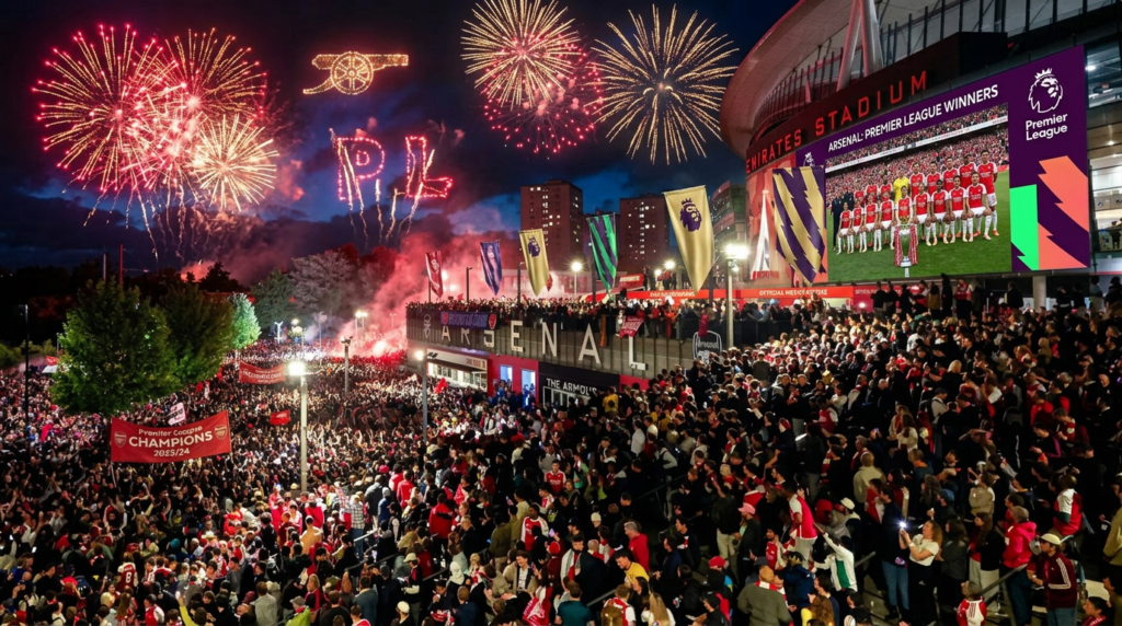 Fans celebrate as arsenal wins premier league