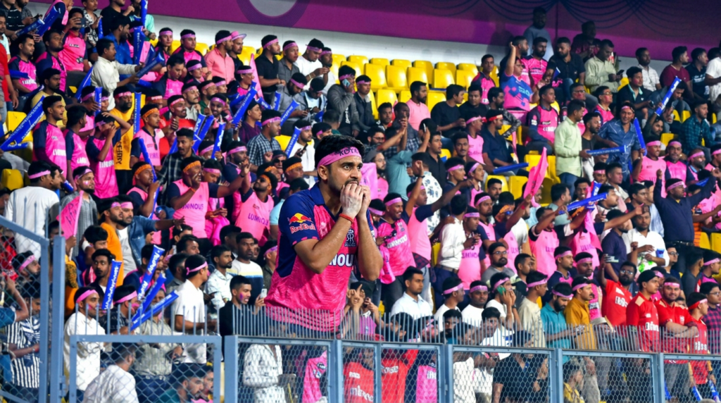 Rajasthan Royals fan nervous face expression in stadium