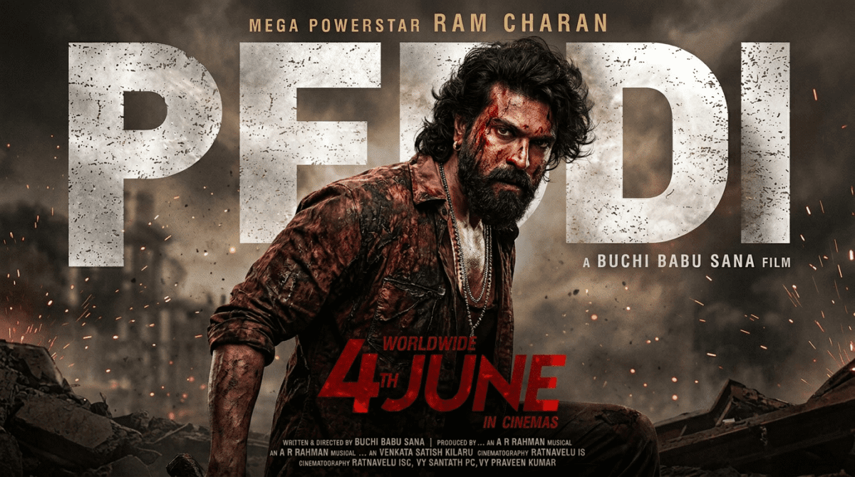 Ram Charan in Peddi trailer release date and time poster