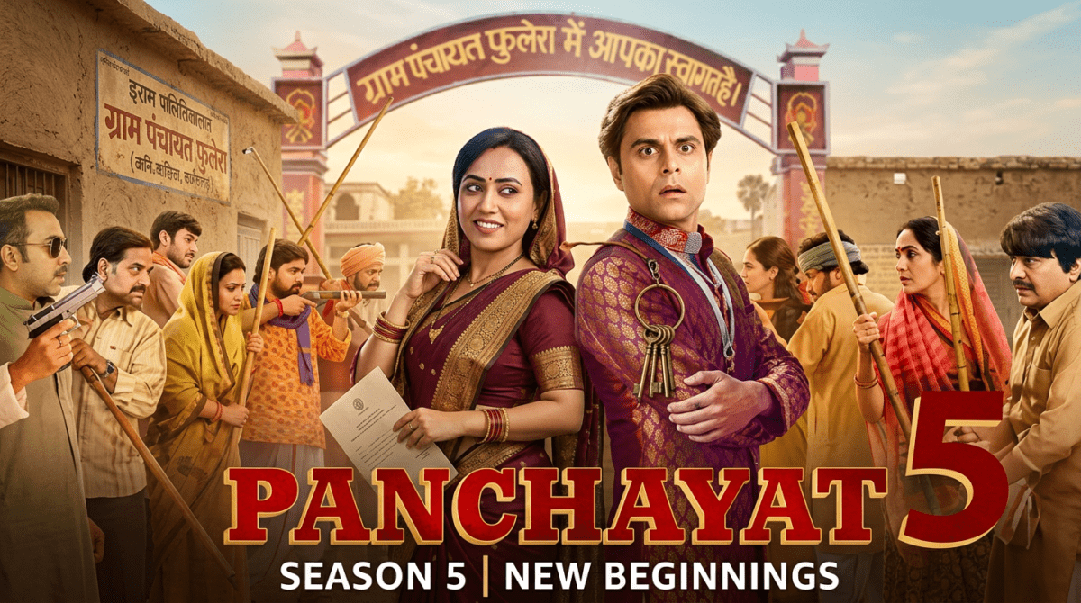 Cast posing for panchayat season 5 expected release date announcement