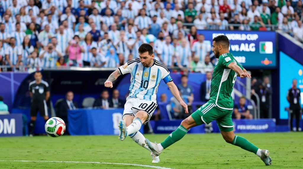 Messi taking left-footed shot