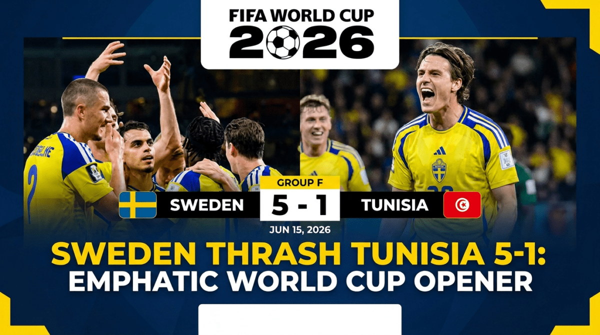 Sweden beat Tunisia 5-1 celebration
