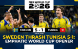 Sweden beat Tunisia 5-1 celebration