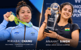 Indian champions Mirabai Chanu and Anahat Singh celebrating their historic gold medals.