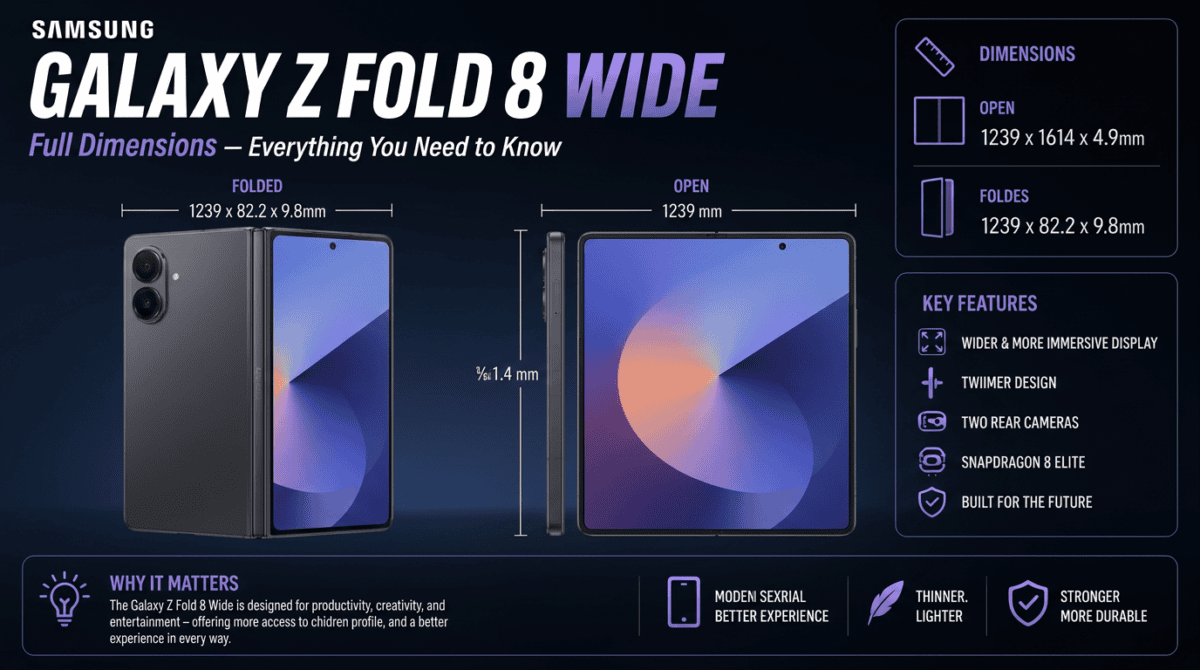 Galaxy Z Fold 8 Wide dimensions and launch details