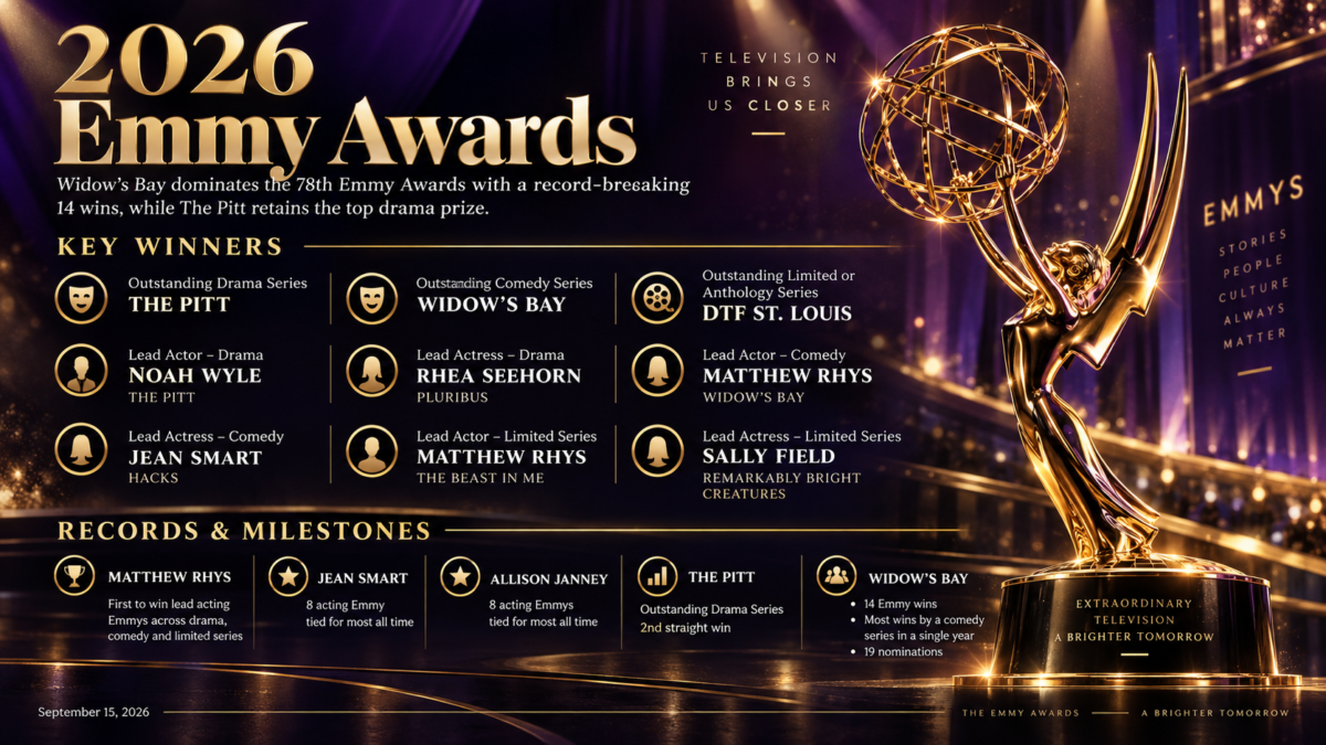 78th Emmy Awards 2026 winners list stage celebration Widows Bay Matthew Rhys