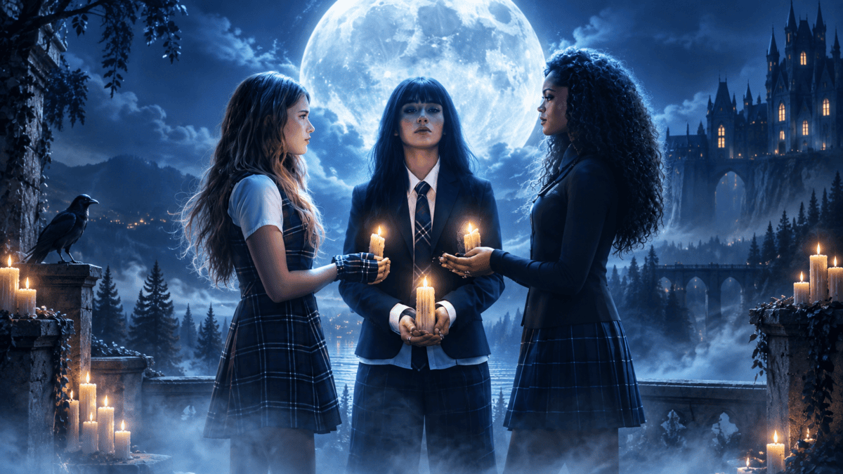 Coven Academy Disney release date key art featuring teen witches in New Orleans